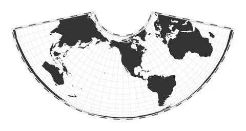 Vector world map. Albers conic equal-area projection. Plain world geographi.. Illustrazione stock