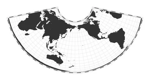 Vector world map. Albers conic equal-area projection. Plain world geographi.. Stock Illustration