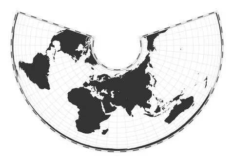Vector world map. Albers equal-area conic projection. Plain world geographi.. Stock Illustration