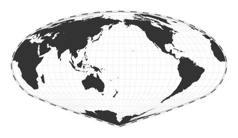 Vector world map. Allen K. Philbrick's Sinu-Mollweide projection. Plain wor.. Stock Illustration