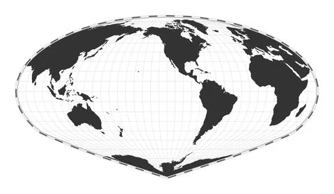 Vector world map. Allen K. Philbrick's Sinu-Mollweide projection. Plain wor.. 스톡 일러스트