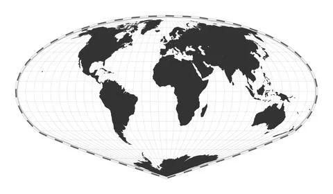Vector world map. Allen K. Philbrick's Sinu-Mollweide projection. Plain wor.. Stock Photos