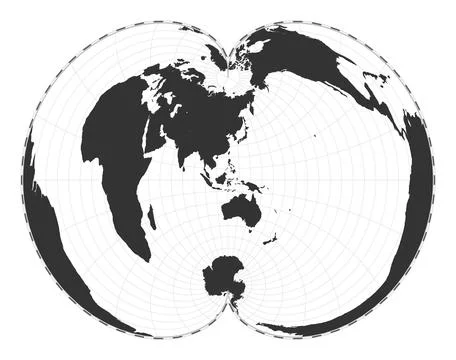 Vector world map. American polyconic projection. Plain world geographical m.. イラスト素材