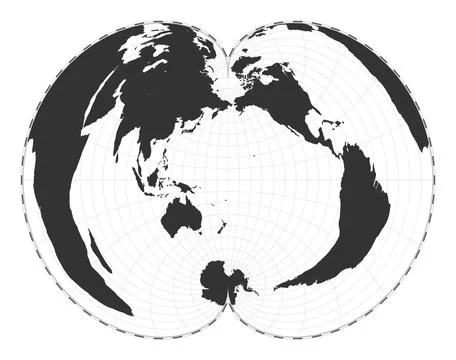 Vector world map. American polyconic projection. Plain world geographical m.. Stock Illustration