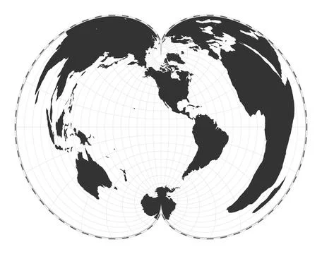 Vector world map. American polyconic projection. Plain world geographical m.. Stock Photos