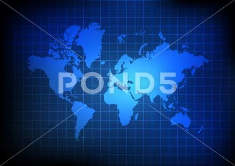 Vector : World map and grid on blue background: Graphic #74559109