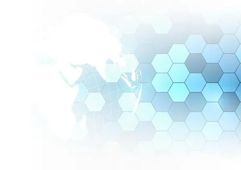Vector : World map and hexagons on blue medical background Stock Illustration