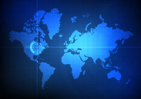 Vector : World map and pointer location Stock Illustration