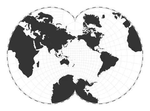 Vector world map. August's epicycloidal conformal projection. Plain world g.. Illustrazione stock