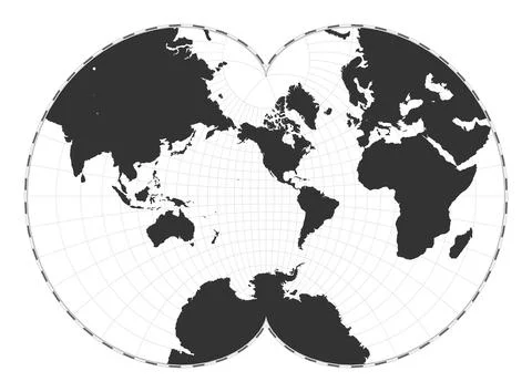 Vector world map. August's epicycloidal conformal projection. Plain world g.. Stock Illustration