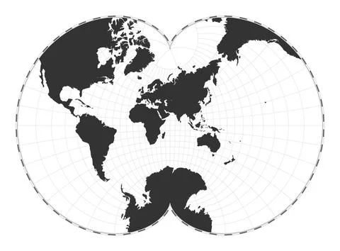 Vector world map. August's epicycloidal conformal projection. Plain world g.. Stock Illustration