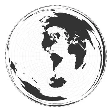 Vector world map. Azimuthal equidistant projection. Plain world geographica.. Stock Illustration