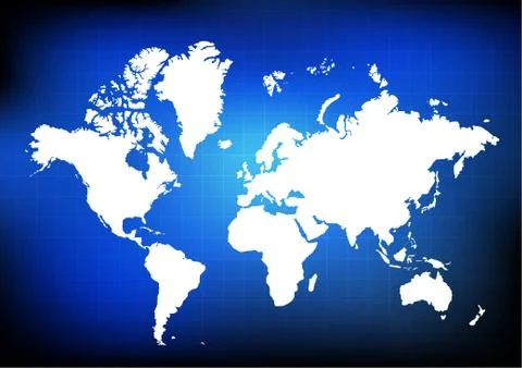 Vector : world map on blue grid background Stock Illustration
