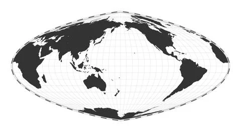 Vector world map. Boggs eumorphic projection. Plain world geographical map .. Stock Illustration