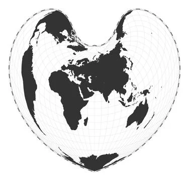 Vector world map. Bonne pseudoconical equal-area projection. Plain world ge.. Stock Illustration