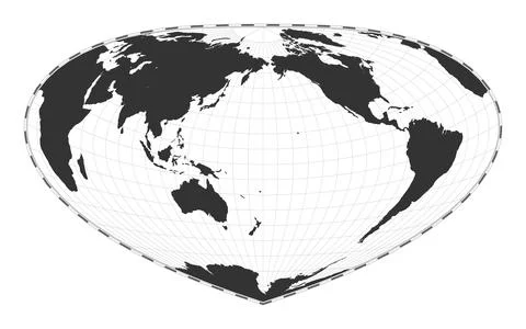 Vector world map. Bottomley projection. Plain world geographical map with l.. Stock Photos