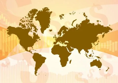 Vector : World map on business graph Stock Illustration