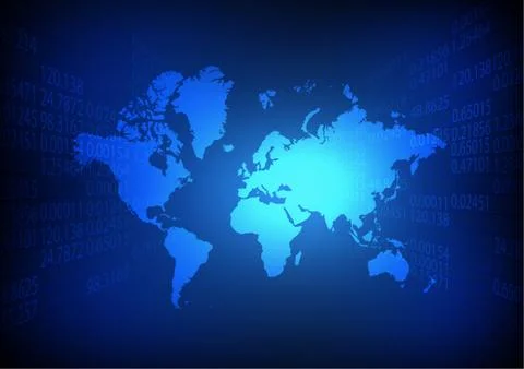 Vector : World map with business number on blue background Stock Illustration