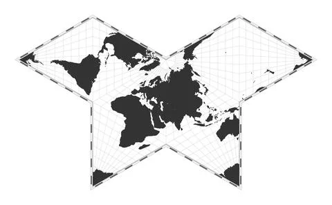 Vector world map. Collignon butterfly projection. Plain world geographical .. 库存插图