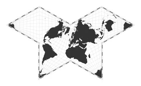 Vector world map. Collignon butterfly projection. Plain world geographical .. Stock Photos