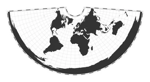 Vector world map. Conic equidistant projection. Plain world geographical ma.. Stock Illustration