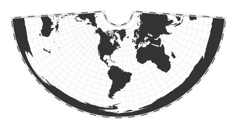 Vector world map. Conic equidistant projection. Plain world geographical ma.. Stock Illustration