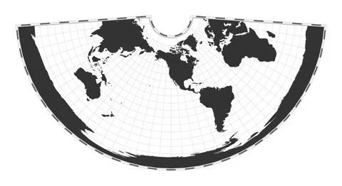 Vector world map. Conic equidistant projection. Plain world geographical ma.. Stock Illustration
