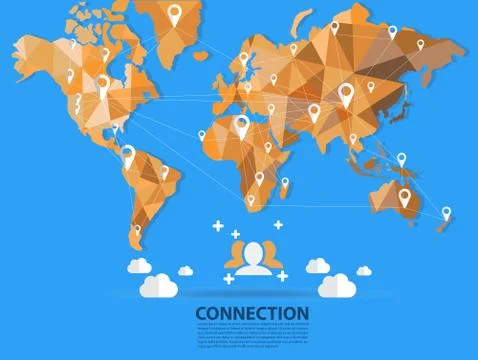 Vector world map connection Stock Illustration