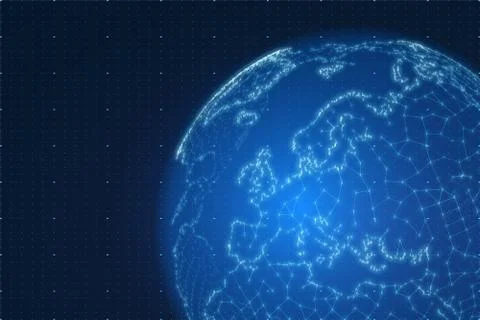 Vector World map construted of numbers and lines. Abstract globe connections  Stockillustratie