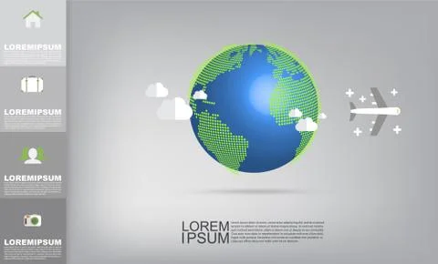 Vector world map with copy space vector on light grey background Stock Illustration