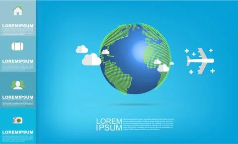 Vector world map with copy space vector on light blue background Illustrazione stock