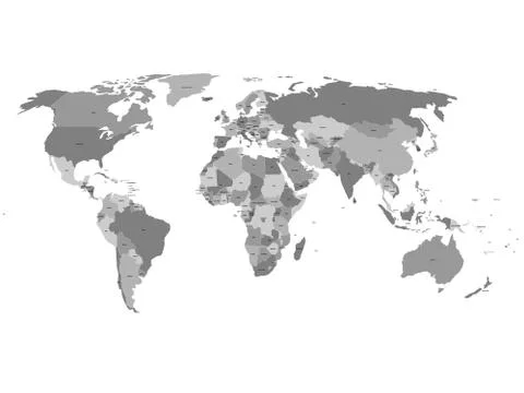 Vector world map with country labels Stock Illustration