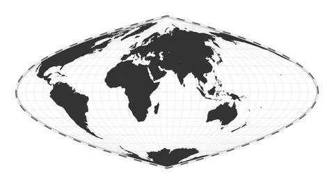 Vector world map. Craster parabolic projection. Plain world geographical ma.. Stock Illustration