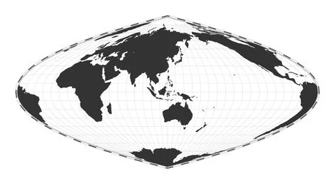 Vector world map. Craster parabolic projection. Plain world geographical ma.. Stock Illustration