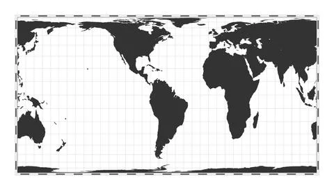 Vector world map. Cylindrical equal-area projection. Plain world geographic.. Stock Illustration