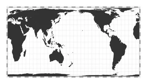 Vector world map. Cylindrical equal-area projection. Plain world geographic.. Stock Illustration