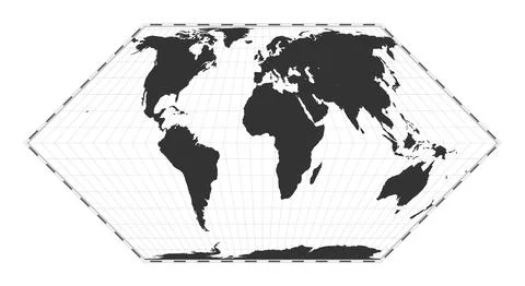 Vector world map. Eckert II projection. Plain world geographical map with l.. Stock Illustration
