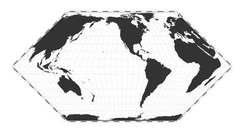 Vector world map. Eckert II projection. Plain world geographical map with l.. Stock Illustration