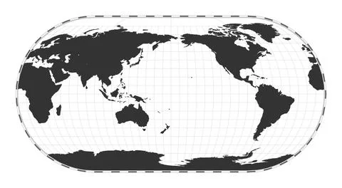 Vector world map. Eckert III projection. Plain world geographical map with .. 스톡 일러스트