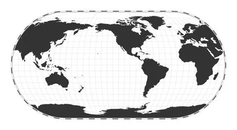 Vector world map. Eckert III projection. Plain world geographical map with .. Stock Illustration