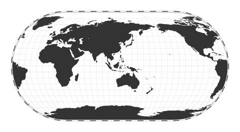 Vector world map. Eckert III projection. Plain world geographical map with .. Stock Photos
