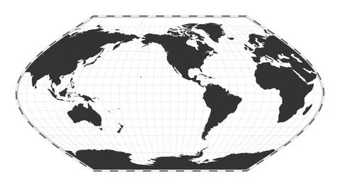 Vector world map. Eckert V projection. Plain world geographical map with la.. 스톡 일러스트