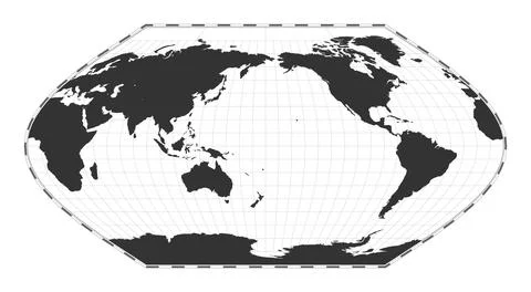 Vector world map. Eckert V projection. Plain world geographical map with la.. Stock Illustration