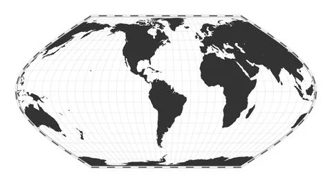 Vector world map. Eckert VI projection. Plain world geographical map with l.. Illustrazione stock
