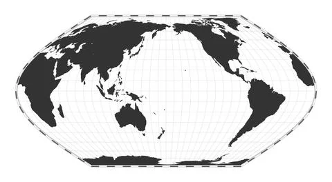 Vector world map. Eckert VI projection. Plain world geographical map with l.. Stock Illustration