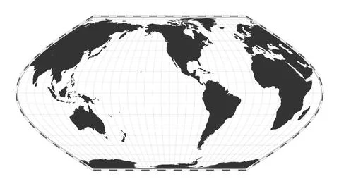 Vector world map. Eckert VI projection. Plain world geographical map with l.. Stock Photos