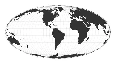 Vector world map. Equal-area, pseudocylindrical Mollweide projection. Plain.. Stock Photos