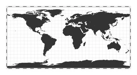 Vector world map. Equirectangular (plate carree) projection. Plain world ge.. 스톡 일러스트