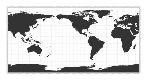 Vector world map. Equirectangular (plate carree) projection. Plain world ge.. 库存插图