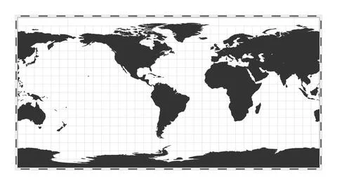 Vector world map. Equirectangular (plate carree) projection. Plain world ge.. Stock Illustration
